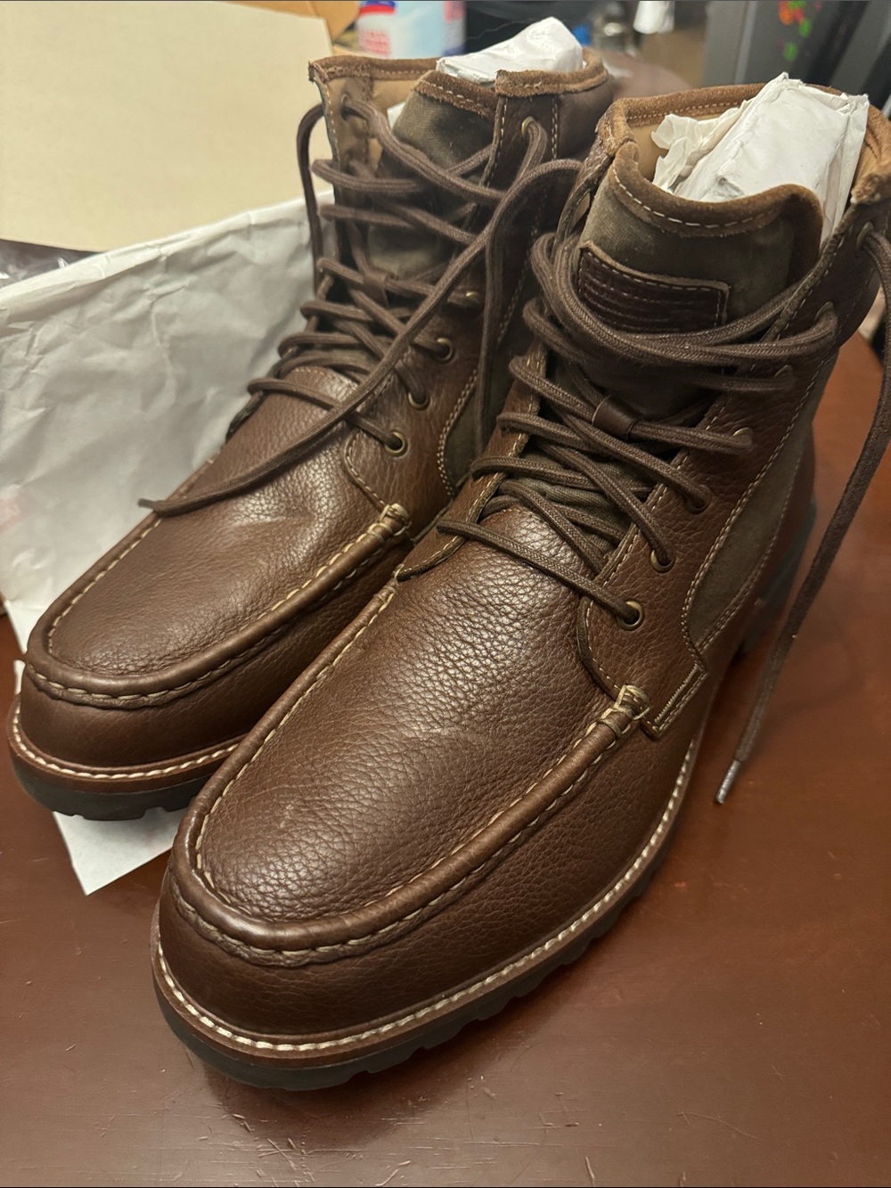 Levi's Brown Leather Chukka Moc Toe Lace-Up Boots